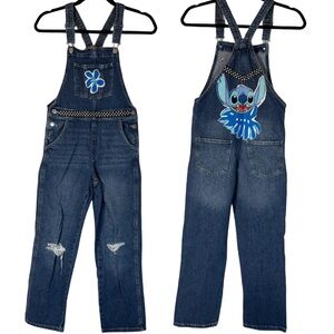 LILO and Stitch Hand‎ Crafted Denim Overalls with Polka Dot Accents kids 12-14